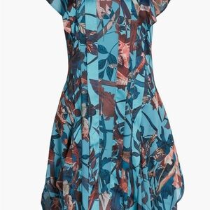 All Saints Asymmetrical Blue Floral Dress